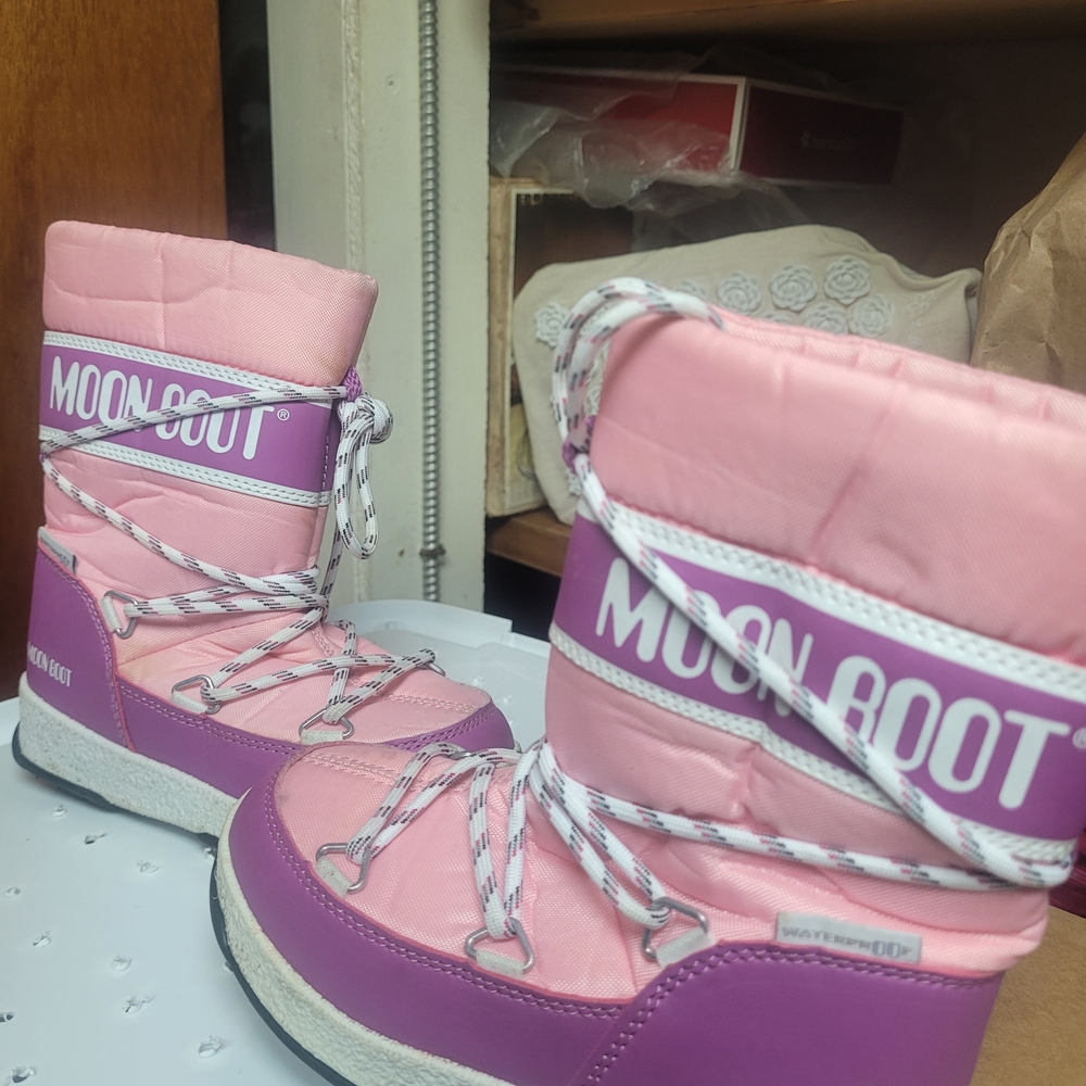 Moon Boot Pink and Purple Snow Boots